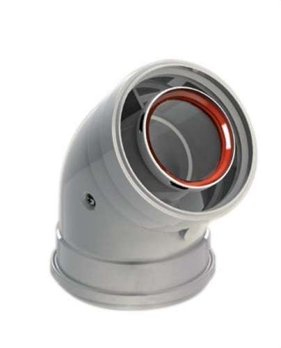 Schoorsteenbocht diameter 60/100mm 45º vrouw-vrouw wit aluminium met referentie 610-45HHP1 van het merk FIG