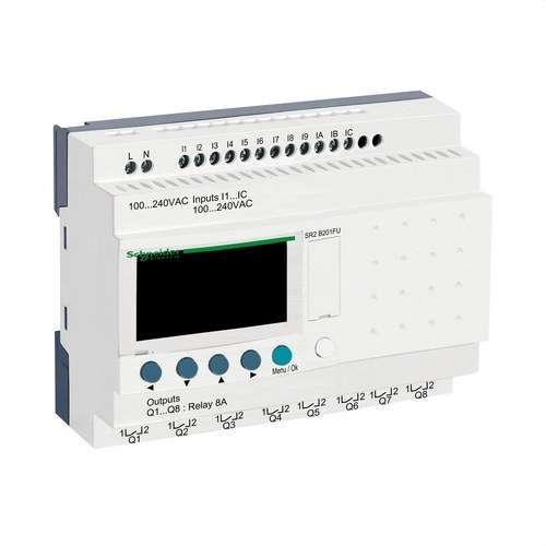 Compacte programmeerbare relais Zelio Logic 20 E S 100..240 V AC klokscherm met referentie SR2B201FU van het merk SCHNEIDER ELECTRIC