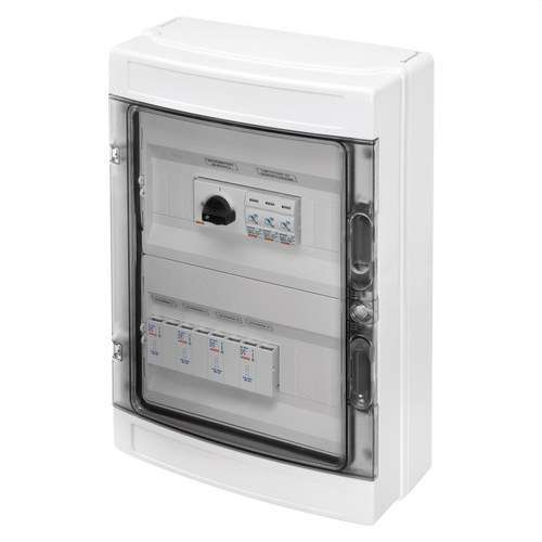 Voorgemonteerde kast met 2 strings 1000V DC 32A 2x12 modules met referentie GWD9908 van het merk GEWISS