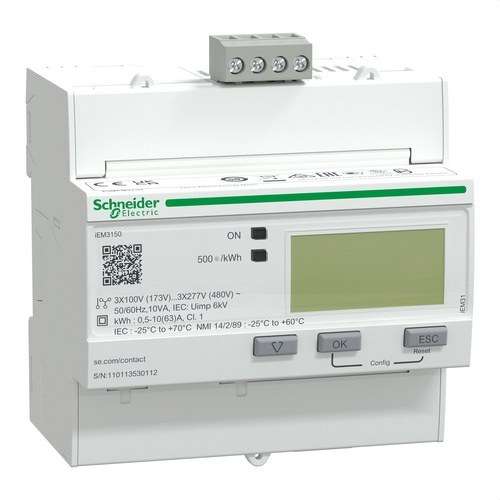 Drietraps energiemeter iem3150 63 A klasse 1 modbus met referentie A9MEM3150 van het merk SCHNEIDER ELECTRIC