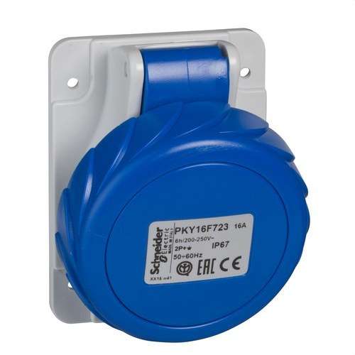 Inbouwbasis 16A 2P+TT 200-250V IP67 met referentie PKY16F723 van het merk SCHNEIDER ELECTRIC