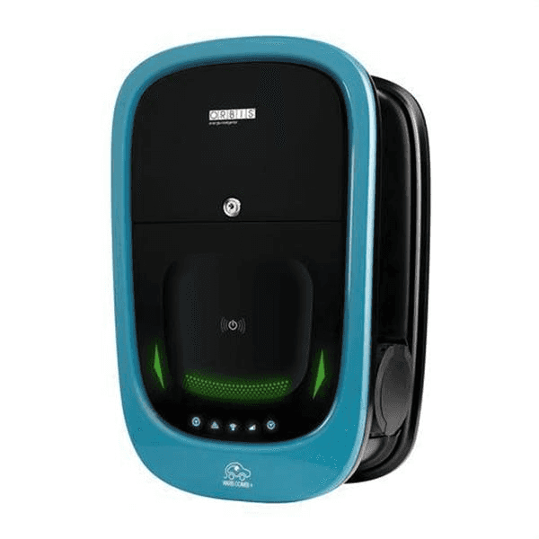 Dubbele elektrische autolader met wifi Orbis VIARI Combi driefasig 2 x 22 kW Type II met referentie OB94P7CCKA2 van het merk ORBIS
