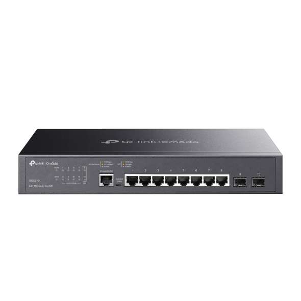Omada L2+ switch met 8 poorten naar Gigabit en 2 SFP met referentie TL-SG3210 van het merk TP-LINK