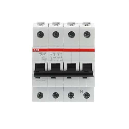 Magnetothermisch S203-C20NA 3P+N 20A Curve C 10kA met referentie 2CDS253103R0204 van het merk ABB
