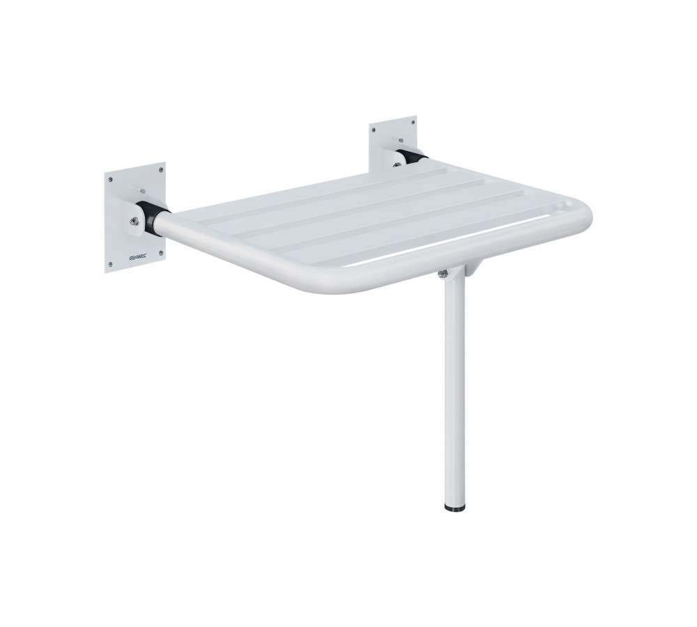 Opklapbare zitting met poot voor badkamers en douches wit staal met referentie GW11 24 03 00 van het merk GENWEC