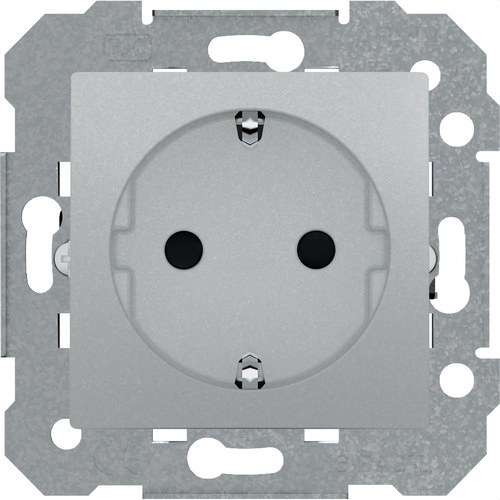 Schuko stopcontact met aarding zilver maan Viva met referentie 23524-PL van het merk BJC