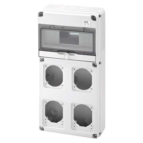 DIN10-kast 4 BASISSEN 16/32A IP65 met referentie GW68003N van het merk GEWISS