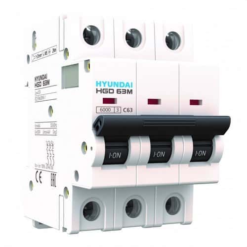 Magnetothermische Schakelaar STD 3P 6kA 32A Curve C met referentie HGD63-M3P032C van het merk HYUNDAI