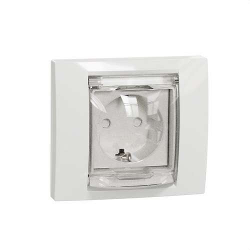 Schuko-stopcontactbasis IP44 New Unica Polar met referentie NU003718 van het merk SCHNEIDER ELECTRIC