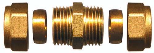 Dubbele rechte messing koppeling 22x22mm met referentie TAP00199 van het merk ATUSA