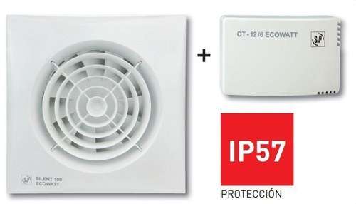 Kit Badkamerafzuiger SILENT-100 CRZ 12VDC ECOWATT + CT-12/6 RE met referentie 5210614800 van het merk SOLER & PALAU