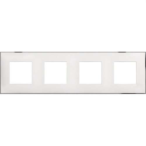 Wit chroom sierplaat voor 2x4 modules Classia met referentie R4802M4WR van het merk BTICINO