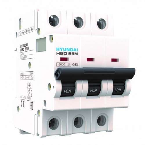 Magnetothermische schakelaar STD 3P 6kA 40A Curve C met referentie HGD63-M3P040C van het merk HYUNDAI