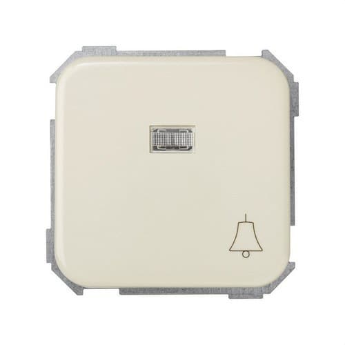 Drukknop met gegraveerde bel, ingebouwde verlichting en snelkoppelingssysteem ivoor Simon 31 met referentie 31660-31 van het merk SIMON
