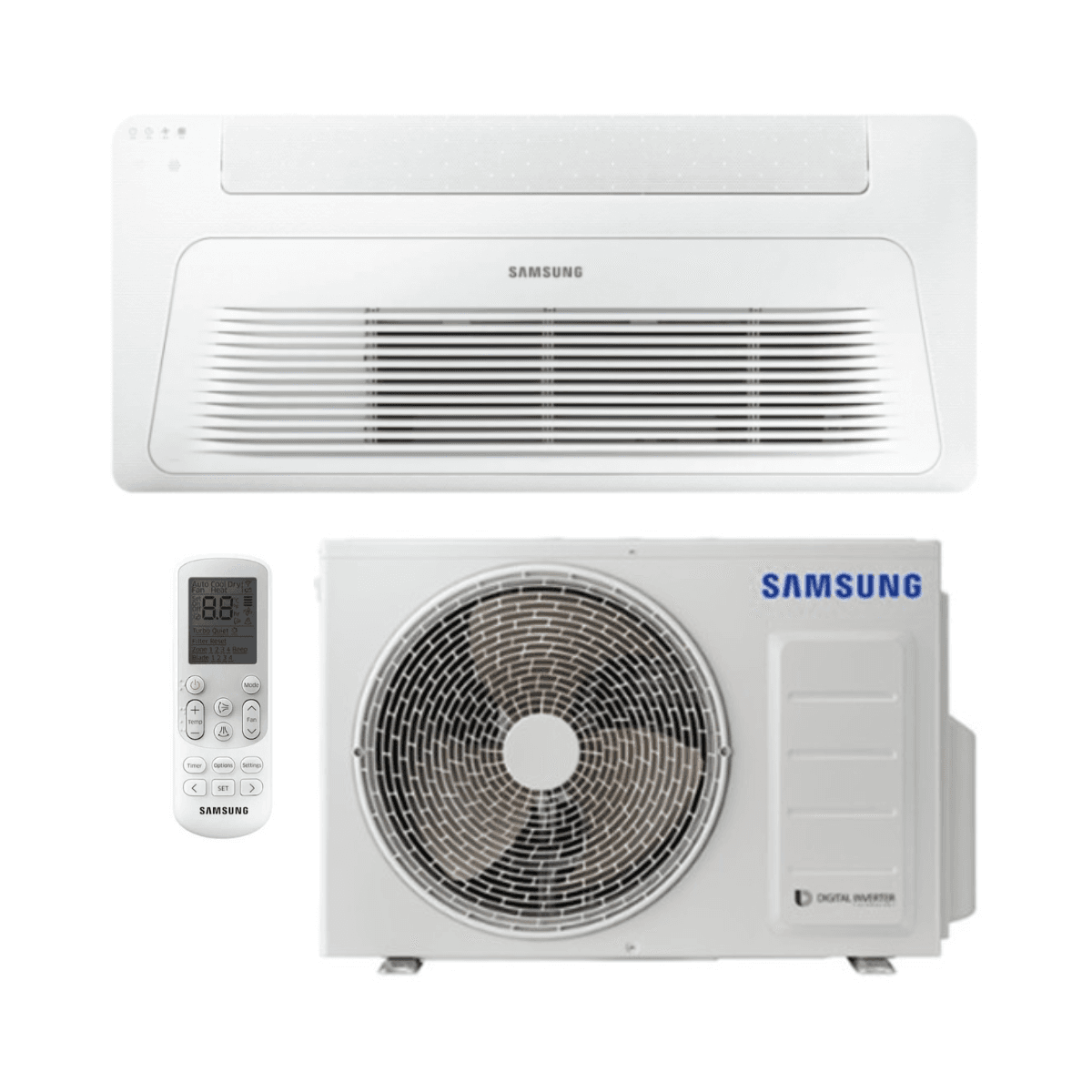 Samsung WindFree 1-weg cassette airconditioner 3,5 kW 12000 BTU met referentie F-CST1W35R van het merk SAMSUNG