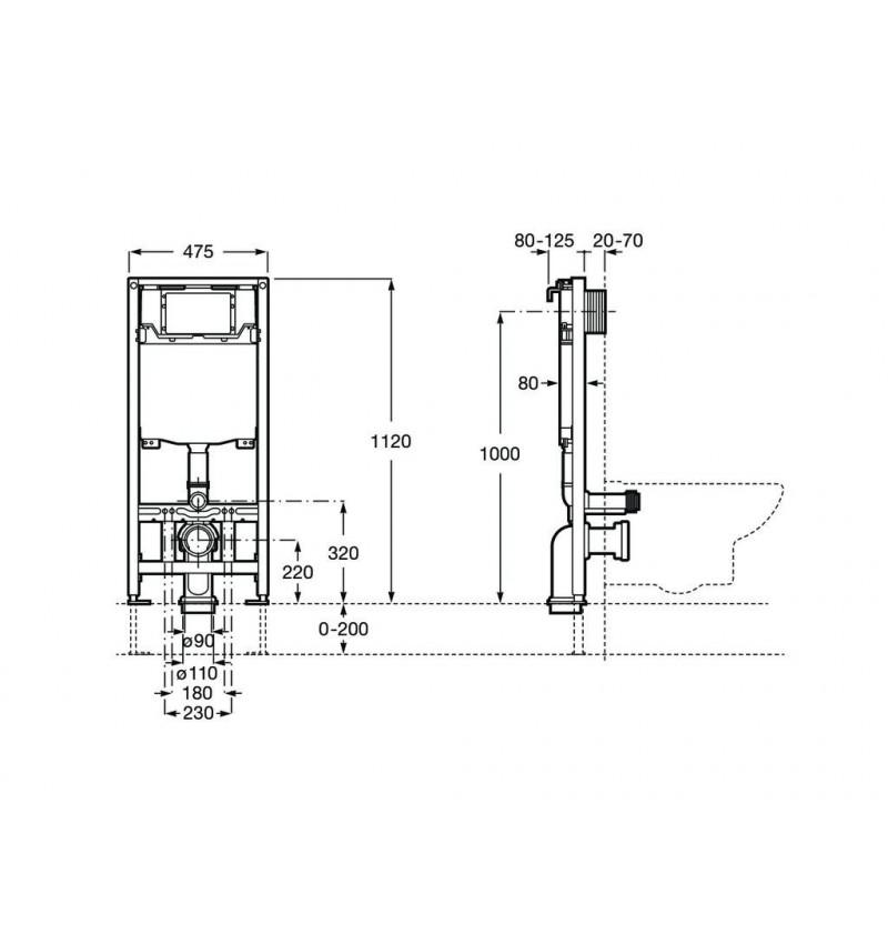 Frame met dubbele spoelbak voor hangend toilet Roca WC One met referentie A890070020 van het merk ROCA