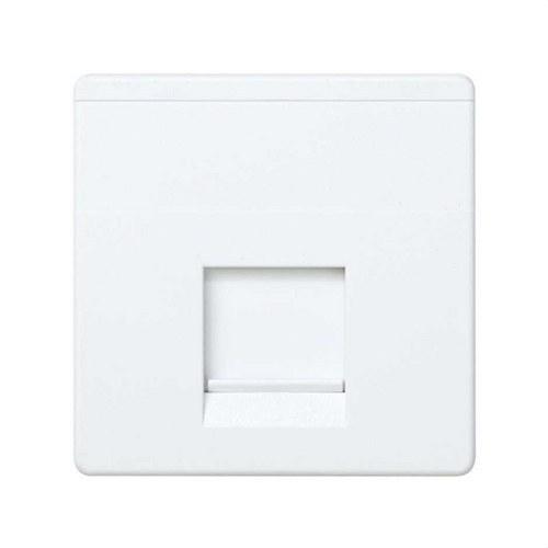Platte stem- en gegevensplaat met stofkap voor 1 RJ45 AMP-connector wit Simon 27 Play met referentie 27087-35 van het merk SIMON