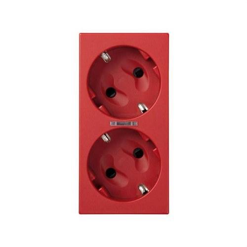Dubbele schuko-stopcontact met beveiligingsinrichting, led en 1Click® aansluiting rood Simon 500 Cima met referentie 50010432-037 van het merk SIMON