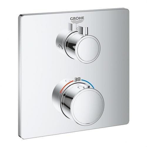 Douchethermostaat voor 2 uitgangen met geïntegreerde afsluiting en omsteller Grohtherm - Chroom met referentie 24079000 van het merk GROHE