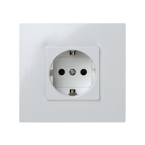 Schuko stopcontact monobloc met veiligheidsvoorziening en snel aansluitsysteem wit Simon 27 Play met referentie 2791432-030 van het merk SIMON