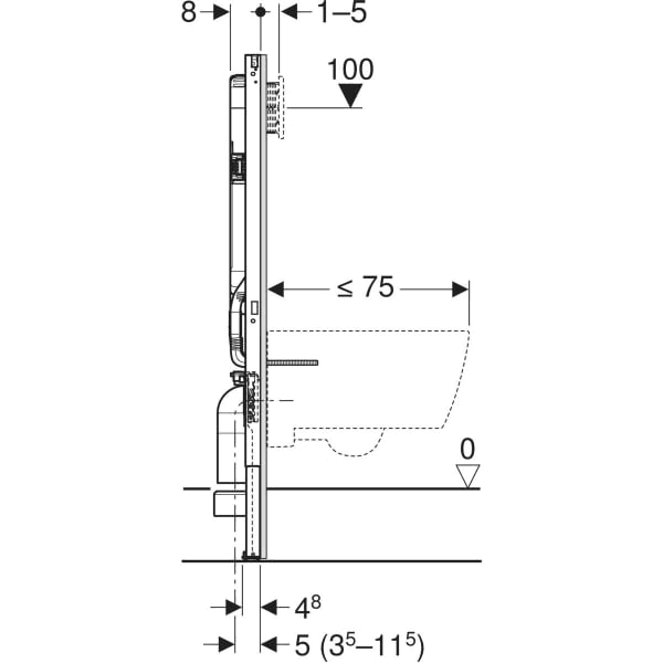 Duofix-frame met reservoir voor hangend toilet 114cm met referentie 111.791.00.2 van het merk GEBERIT