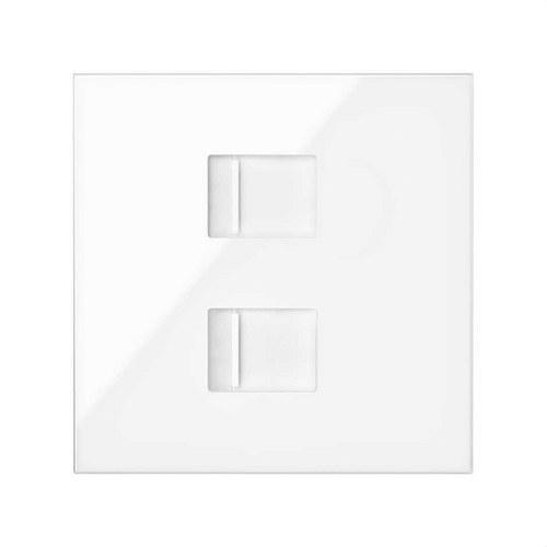 Stem- en datadeksel met stofkap voor 2 RJ45-connectoren glanzend wit Simon 100 met referentie 10000006-130 van het merk SIMON