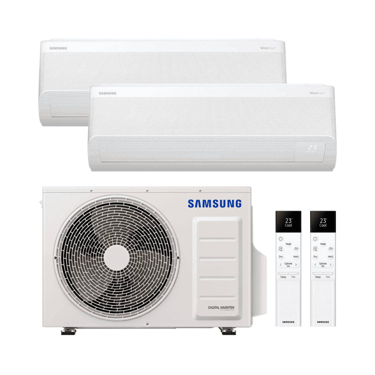 Samsung WindFree Comfort S2 2x1 Air Conditioner with WiFi 2.5 kW + 3.5 kW with reference KITSAMWINDFREE09+12 from the brand SAMSUNG