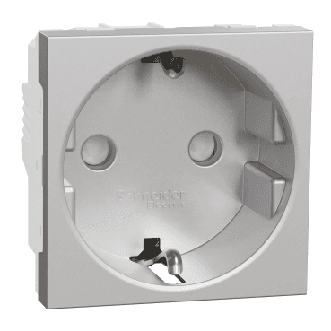 Schuko stopcontact basis aluminium New Unica Studio met referentie NU303730 van het merk SCHNEIDER ELECTRIC