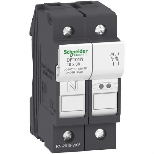 Zekeringhouder Tesys DF 1P+N 32A 690VAC zekeringmaat 10x38mm met referentie DF101N van het merk SCHNEIDER ELECTRIC