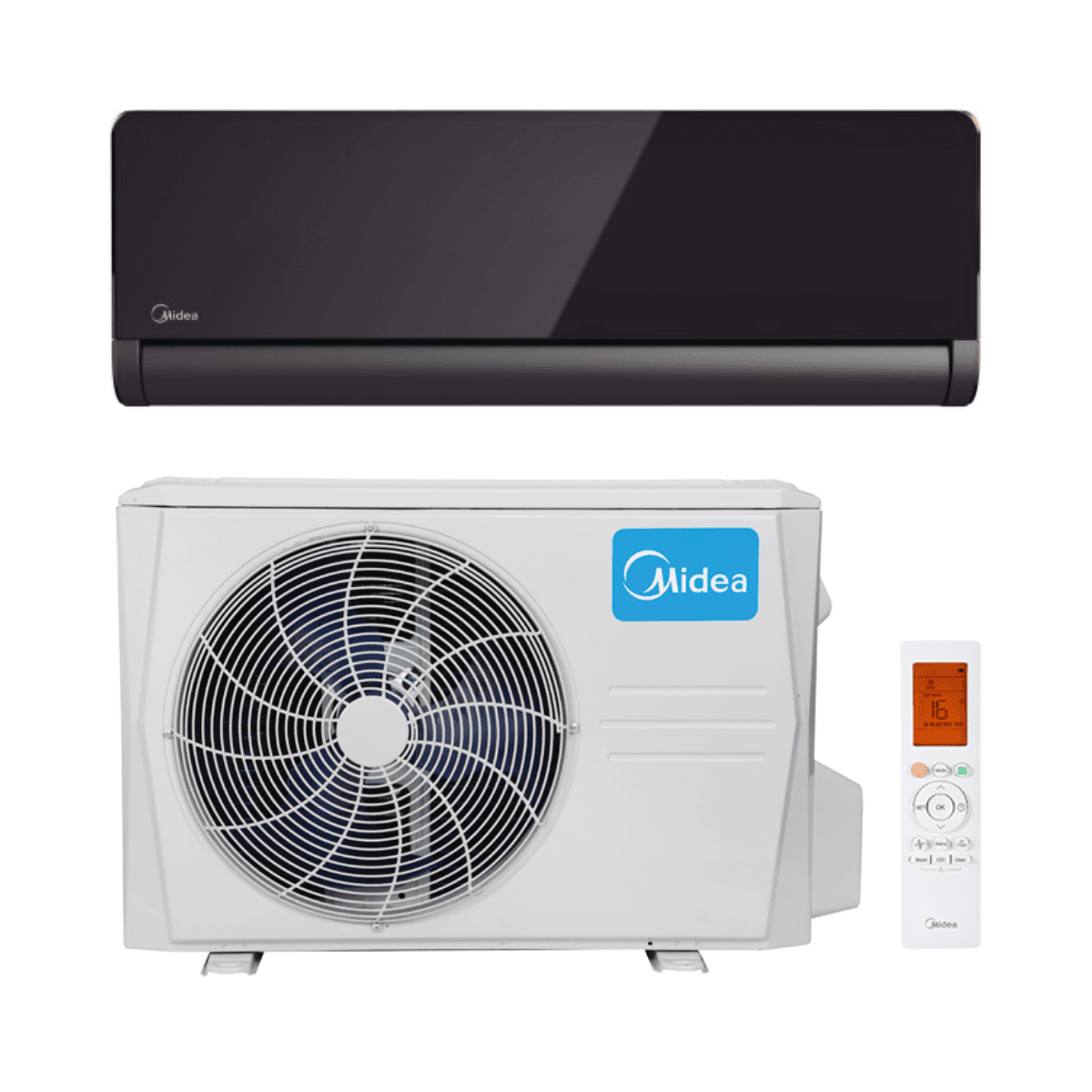 Zwarte airconditioner Midea Pure Glass 3,5 kW 12000 BTU met referentie 35(12)N8I-1 van het merk MIDEA